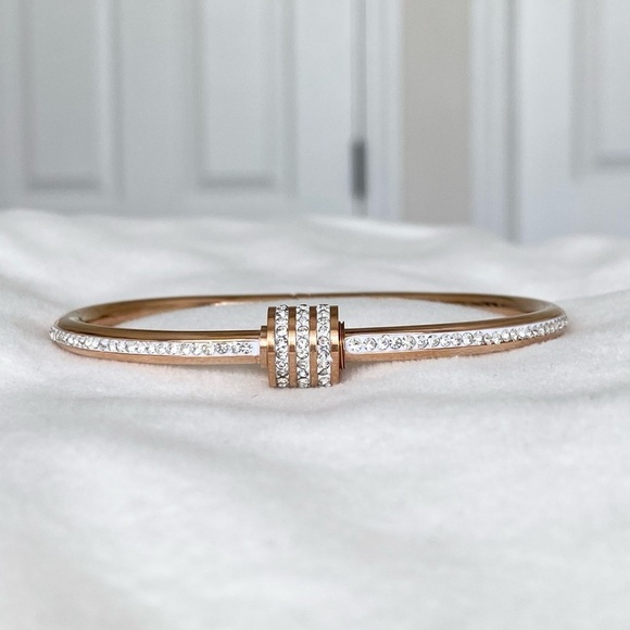Rose Gold and Diamond Bangle Stackable Bracelet New - Picture 4 of 12